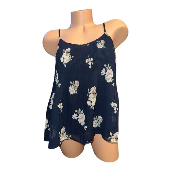Abercrombie & Fitch womens small cami blue floral pleated cami floral print - Picture 2 of 7